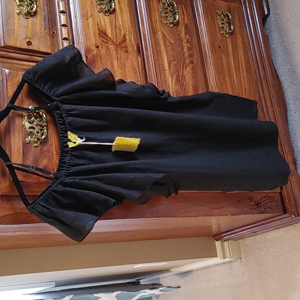 NWT Made in Italy Black Linen Mini Dress